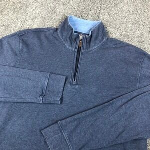 Southern Proper Mens Quarter Zip Pullover Sweater Navy Blue Heather Large